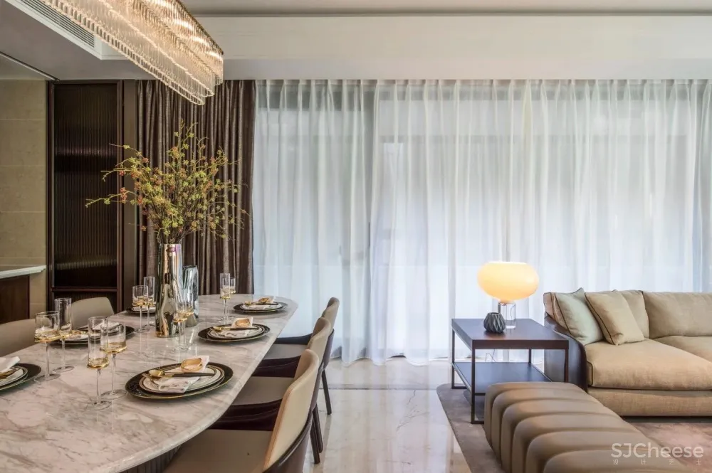 200㎡海派低奢样板间,融入秦淮河畔的当代人居