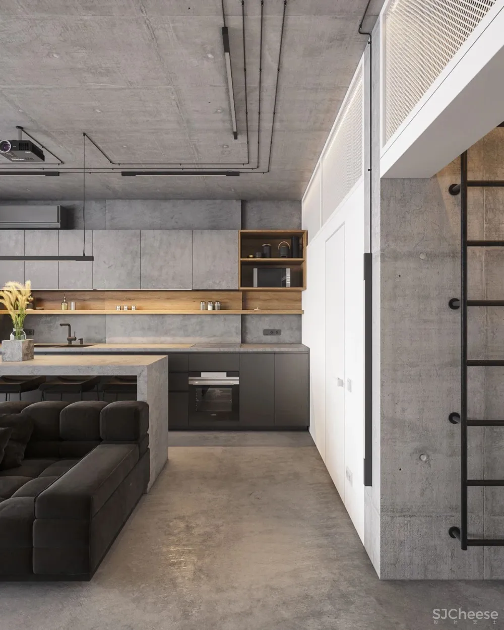 70㎡ 的 LOFT，裸装的混凝土空间也可以很温馨！