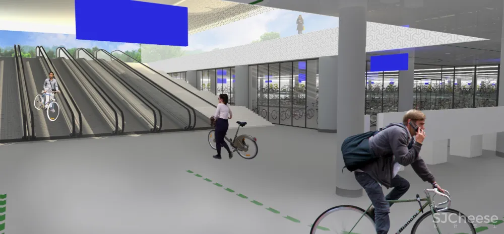 荷兰这个8000㎡自行车停车场,一面沉浸式的玻璃墙美翻了,网友:别人家的“自行车棚”