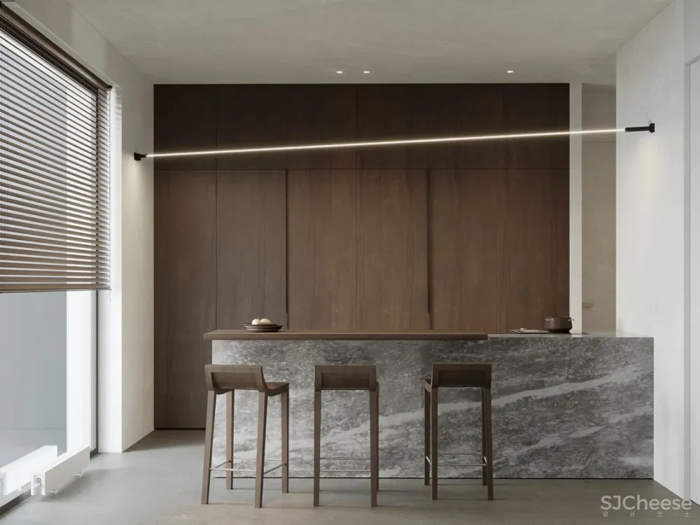 151㎡ 现代极简私宅,“石”光里的低调奢华