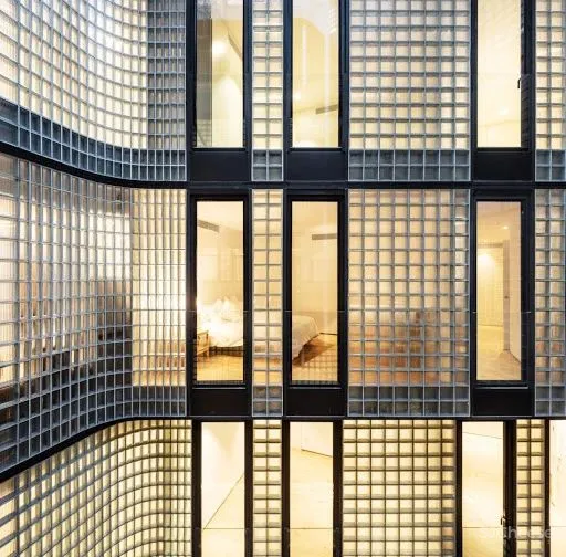 办公楼变身公寓楼,玻璃砖做的中庭,串连起空间之美!