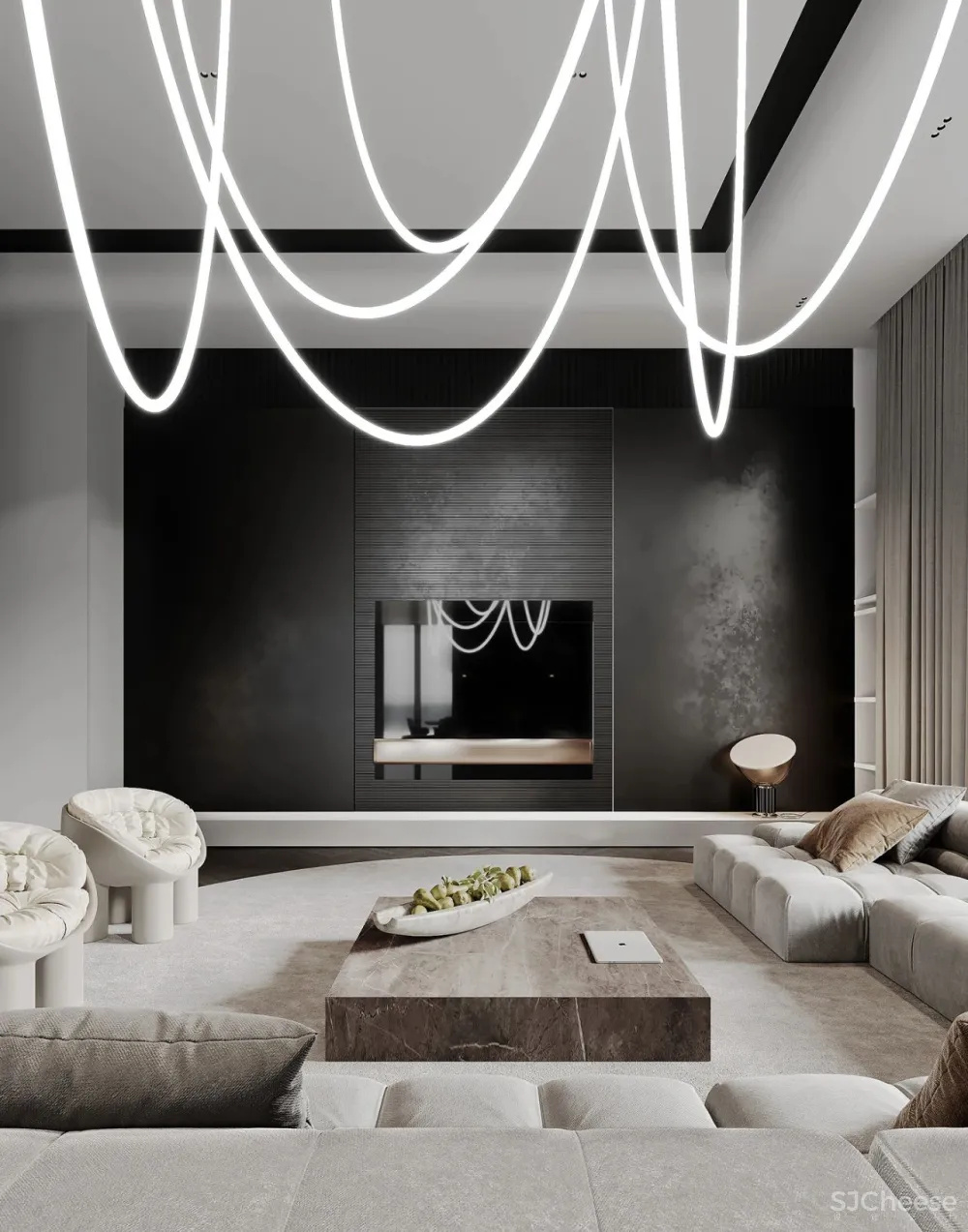 305㎡现代顶层复式,豪宅的正确打开方式!