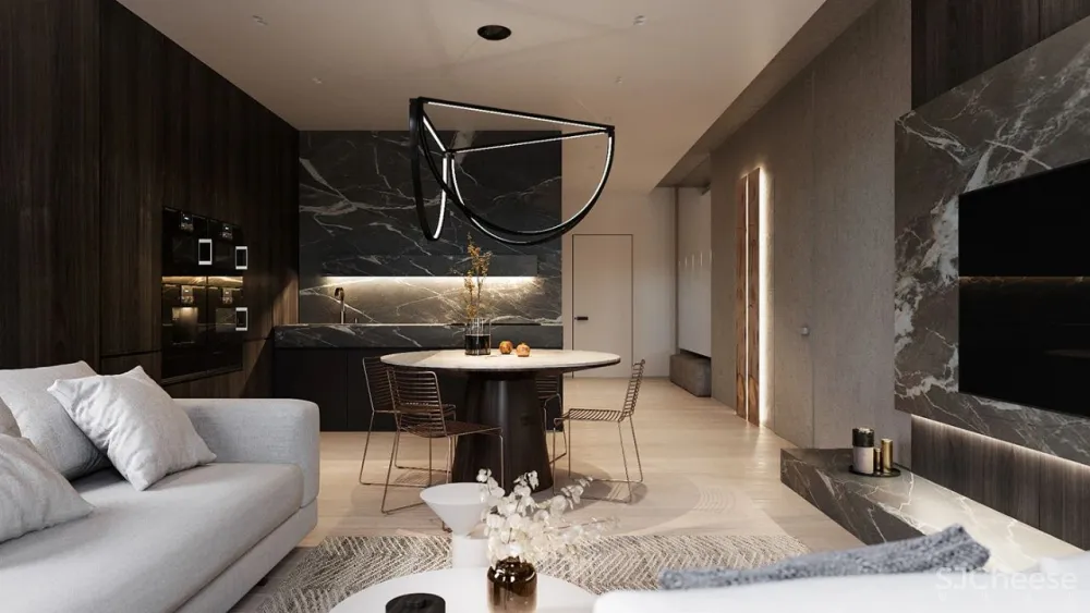 高级灰 轻奢,120㎡现代私宅