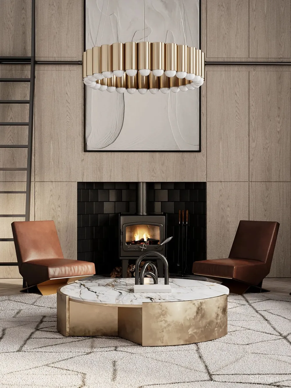 黄铜 原木,优雅的轻奢居所