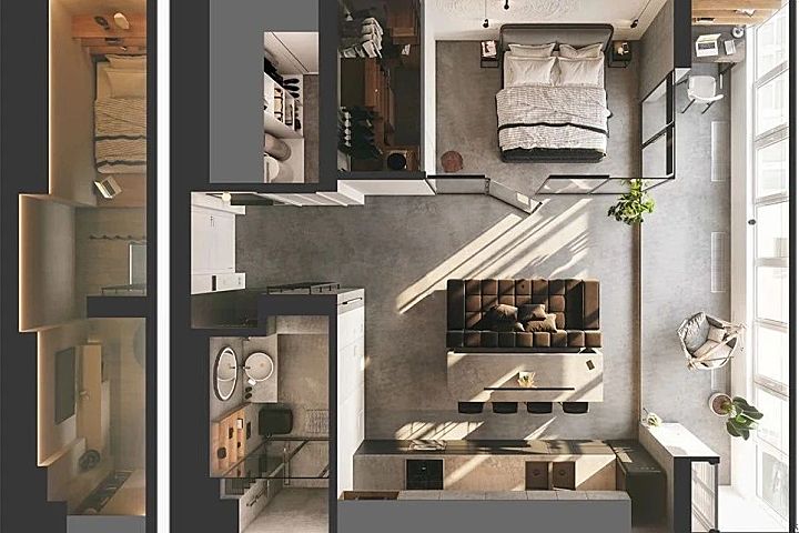 70㎡ 的 LOFT，裸装的混凝土空间也可以很温馨！