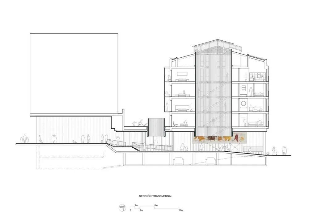 办公楼变身公寓楼,玻璃砖做的中庭,串连起空间之美!