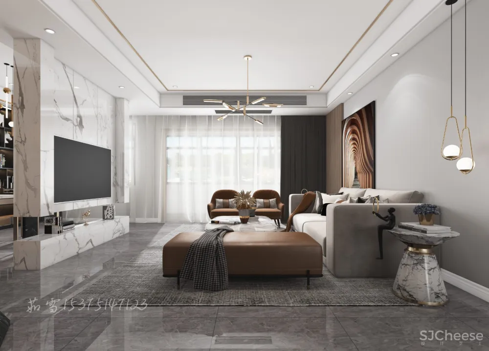 130平现代风格,低奢淡雅