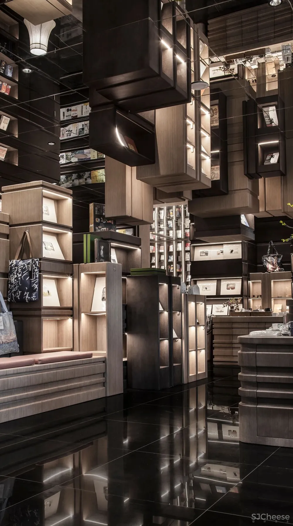 李想新作 宁波钟书阁,1230㎡,把201块“岩石”搬进书店