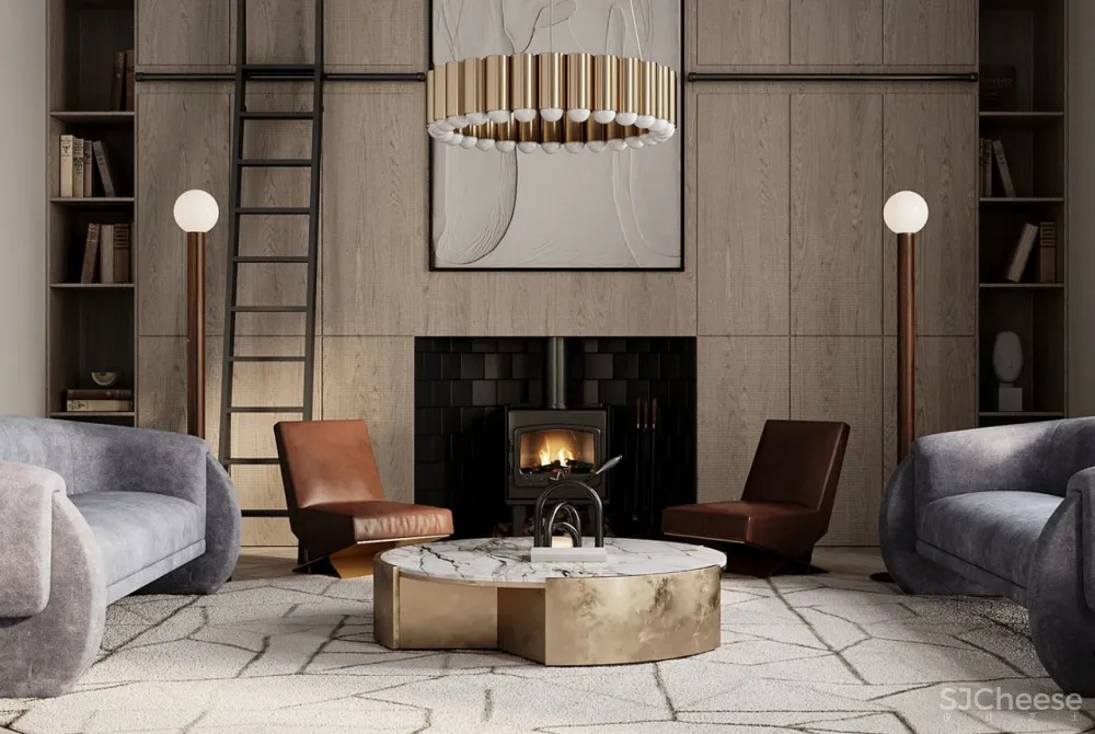 黄铜 原木,优雅的轻奢居所