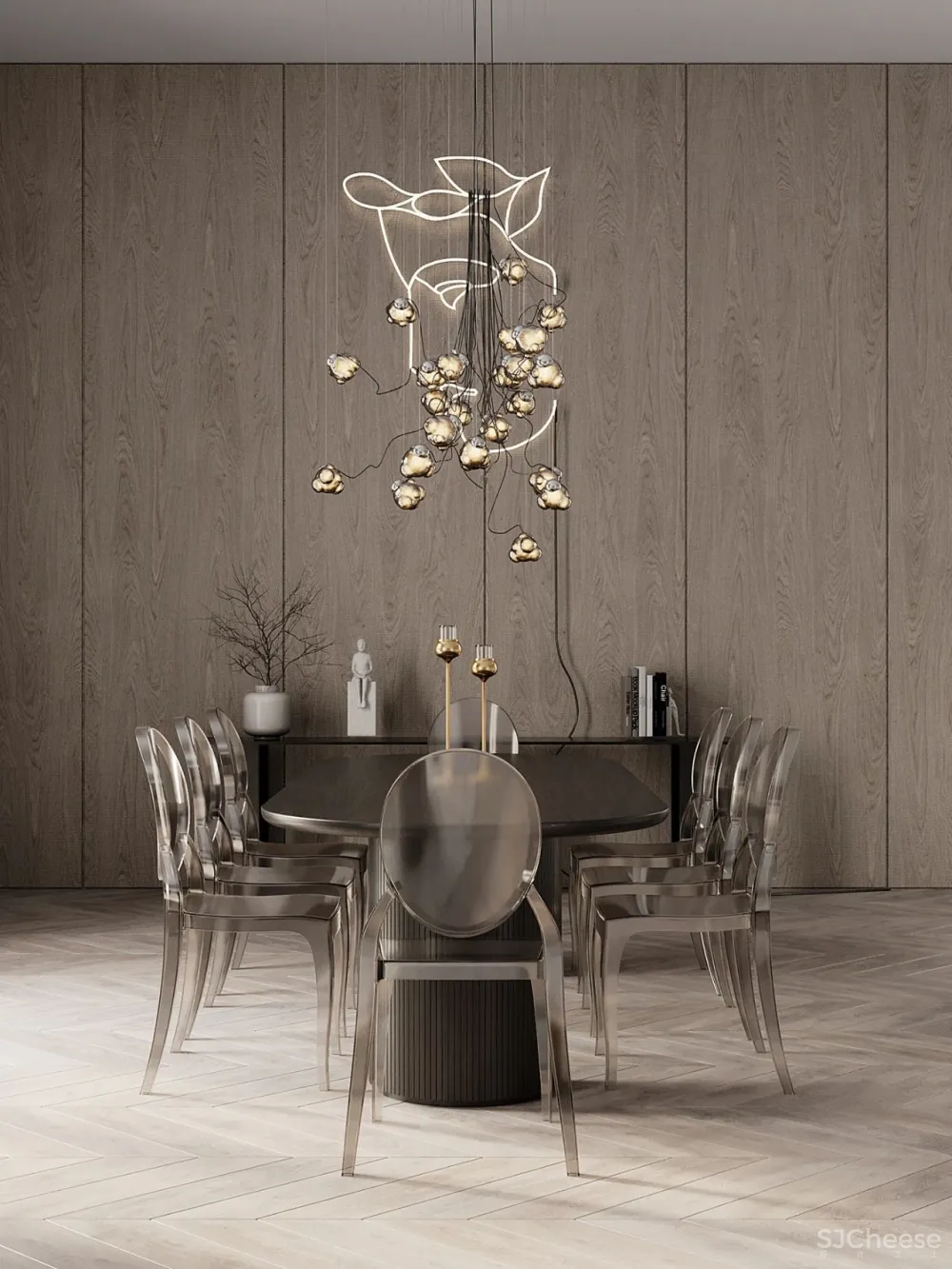 黄铜 原木,优雅的轻奢居所