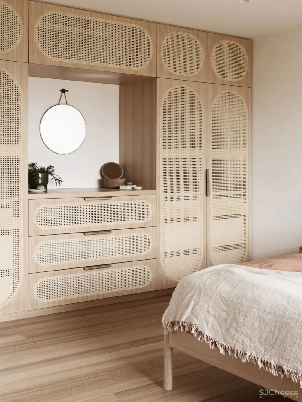 两居室简约住宅，原木家具加上藤编元素太好看了！