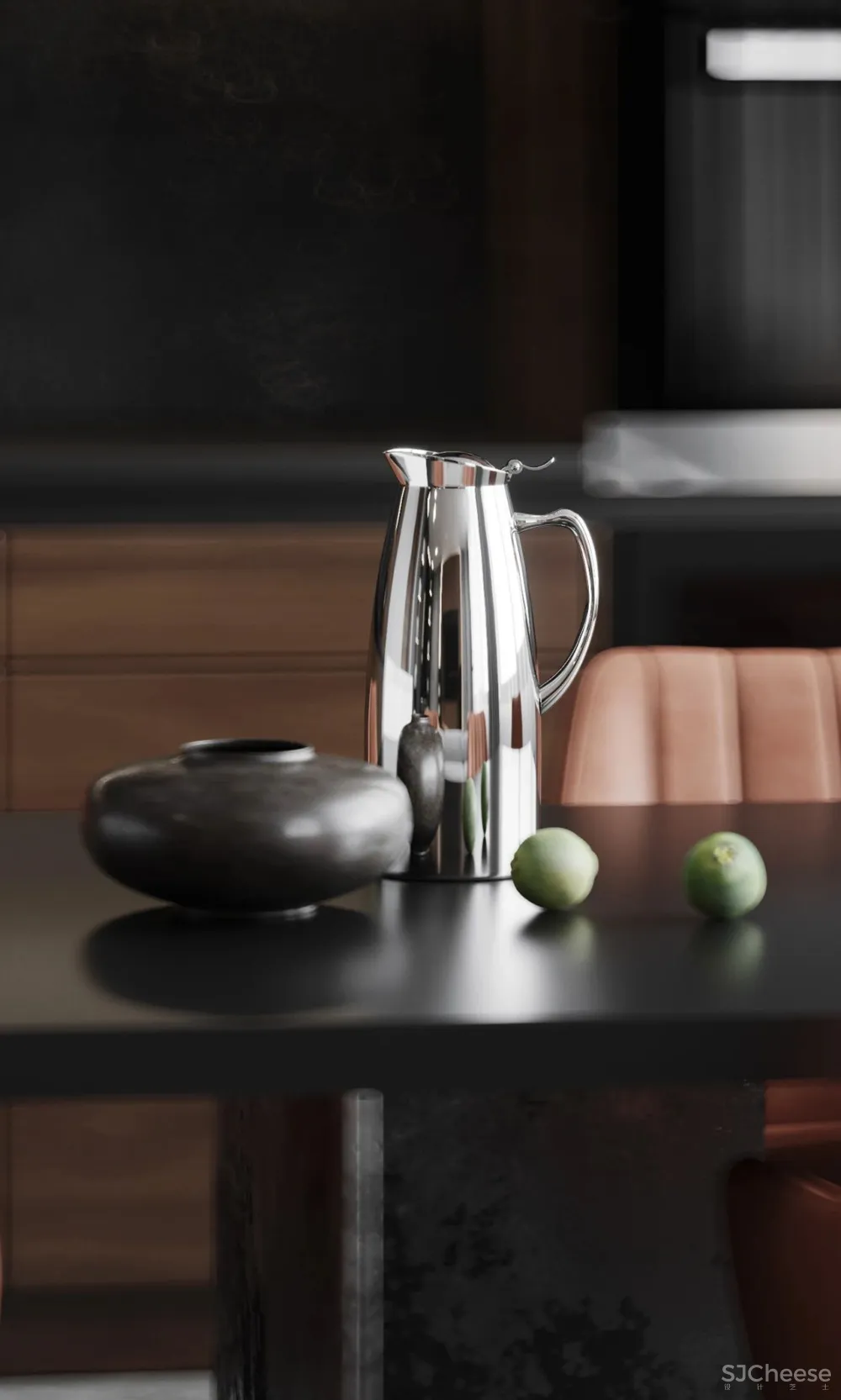 胡桃木 低饱和度橙色,演绎大气时尚质感空间!