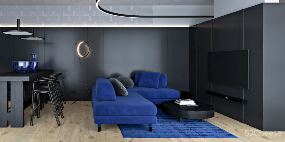 102㎡ 高级黑,墙面这么拼房间更显高