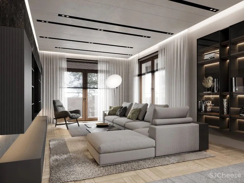 灰白色 原木,宁静简练的舒适感!