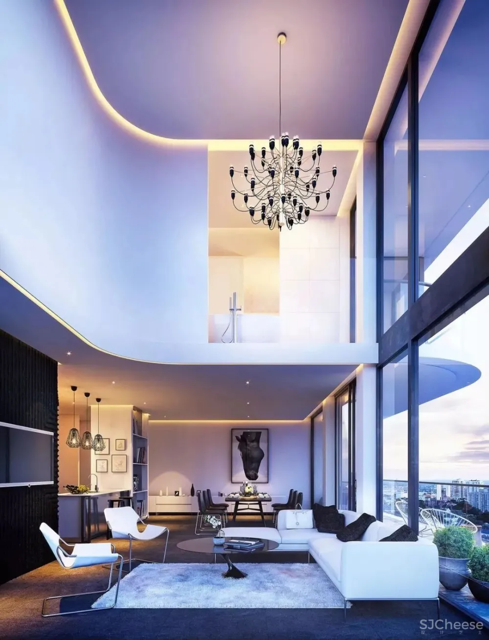 大尺度22米高人工瀑布 顶层无边泳池 生态豪宅新玩法