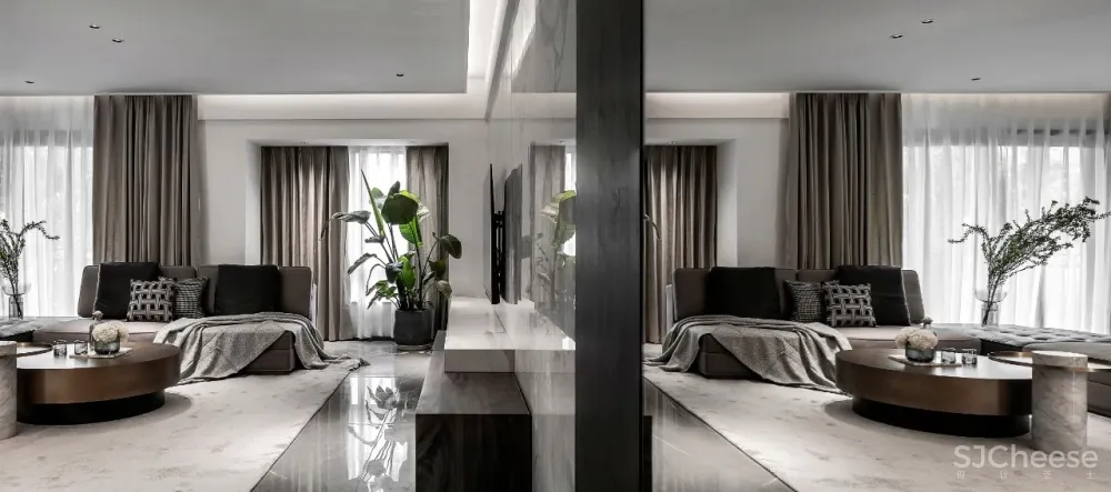 300㎡现代风大宅,下沉式庭院太棒了!