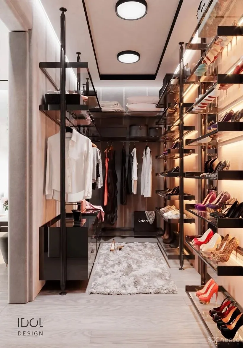 122m²轻奢私宅,红与黑,竞芳菲