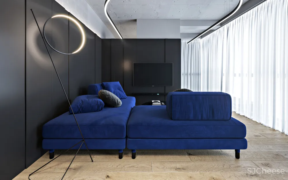 102㎡ 高级黑,墙面这么拼房间更显高