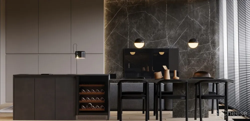 高级黑一室户,卧室用玻璃隔断,空间更通透