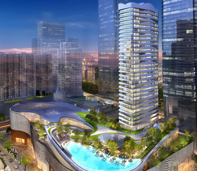 深圳中心·天元 383㎡ 平层公寓样板房,大尺度格局比别墅还大气