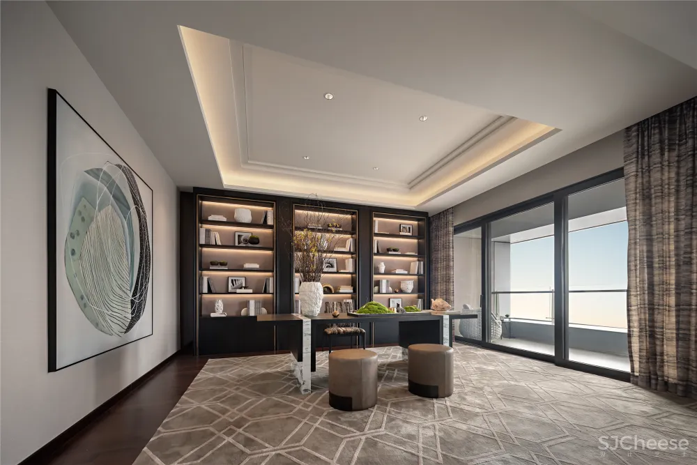 深圳中心·天元 383㎡ 平层公寓样板房,大尺度格局比别墅还大气