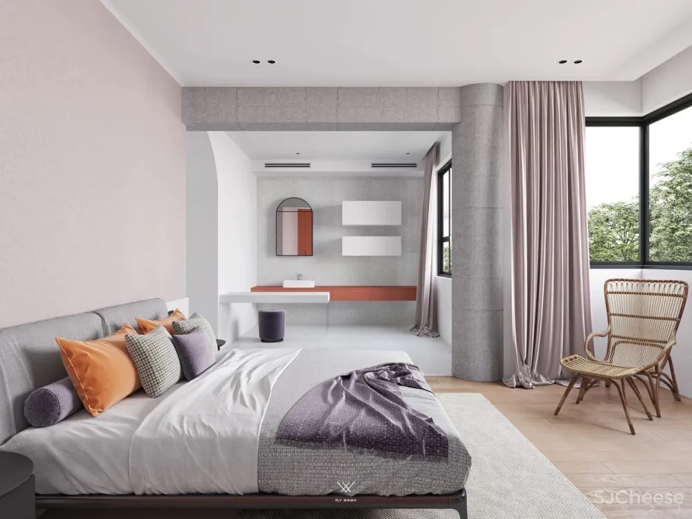 100㎡现代极简,两套相邻小公寓,合并装一起,打造慵懒的舒适