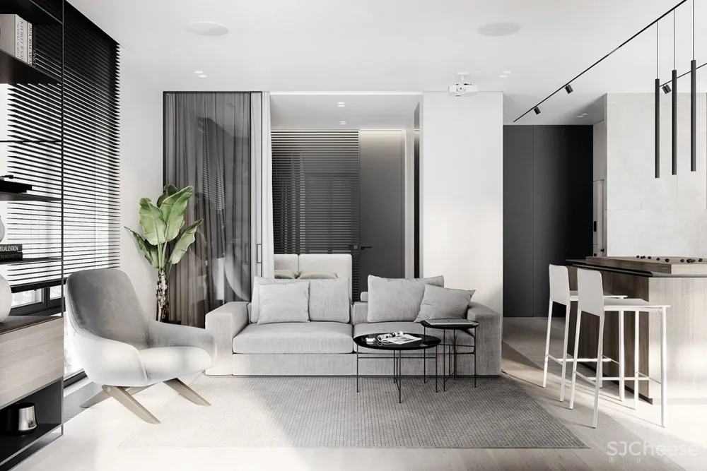 一室户小公寓,从玄关到卧室每个空间都很有设计感!