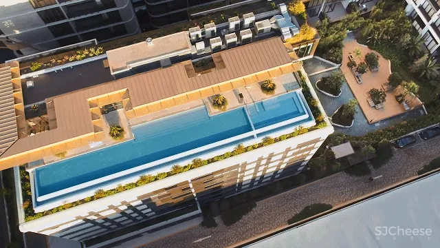 大尺度22米高人工瀑布 顶层无边泳池 生态豪宅新玩法