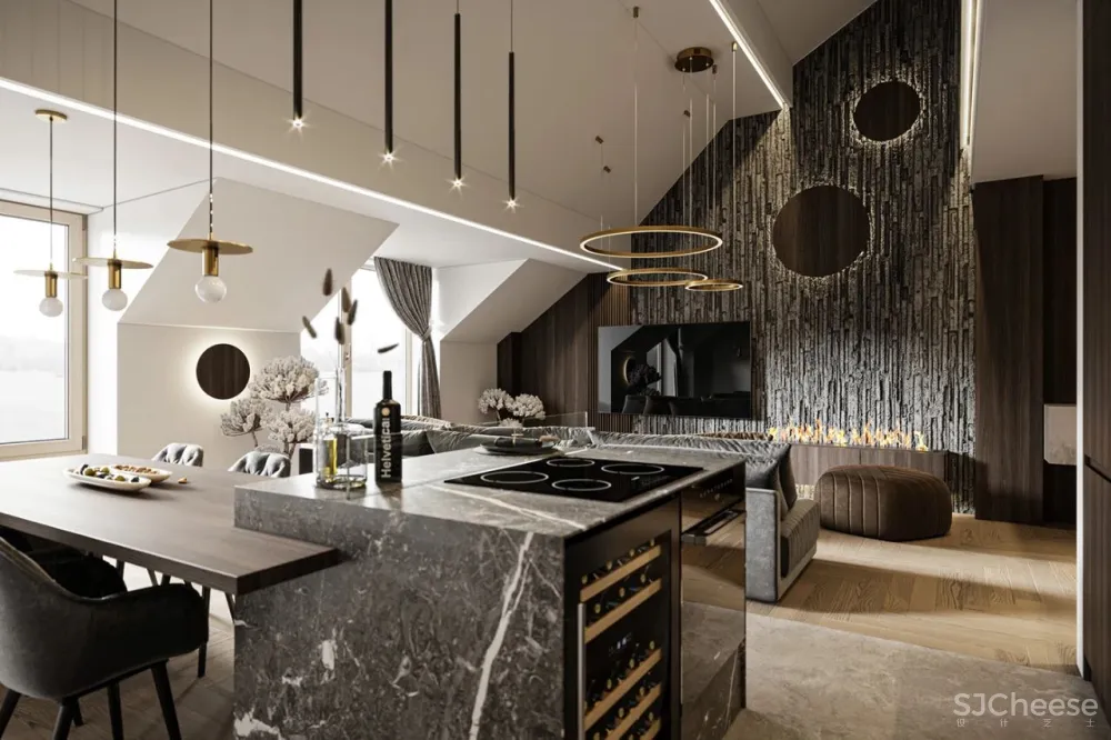 高级灰 黄铜，110㎡现代轻奢私宅