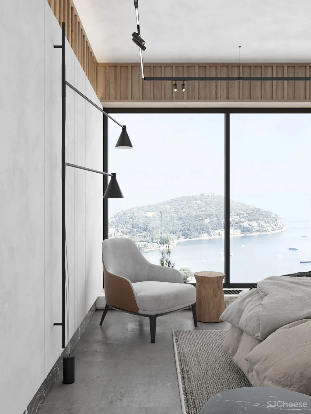 灰白色 原木,宁静简练的舒适感!