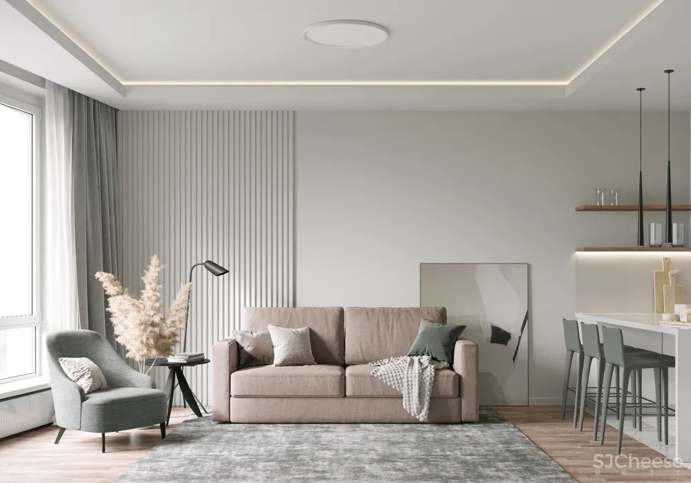 62㎡现代公寓,用线条衬托高级感