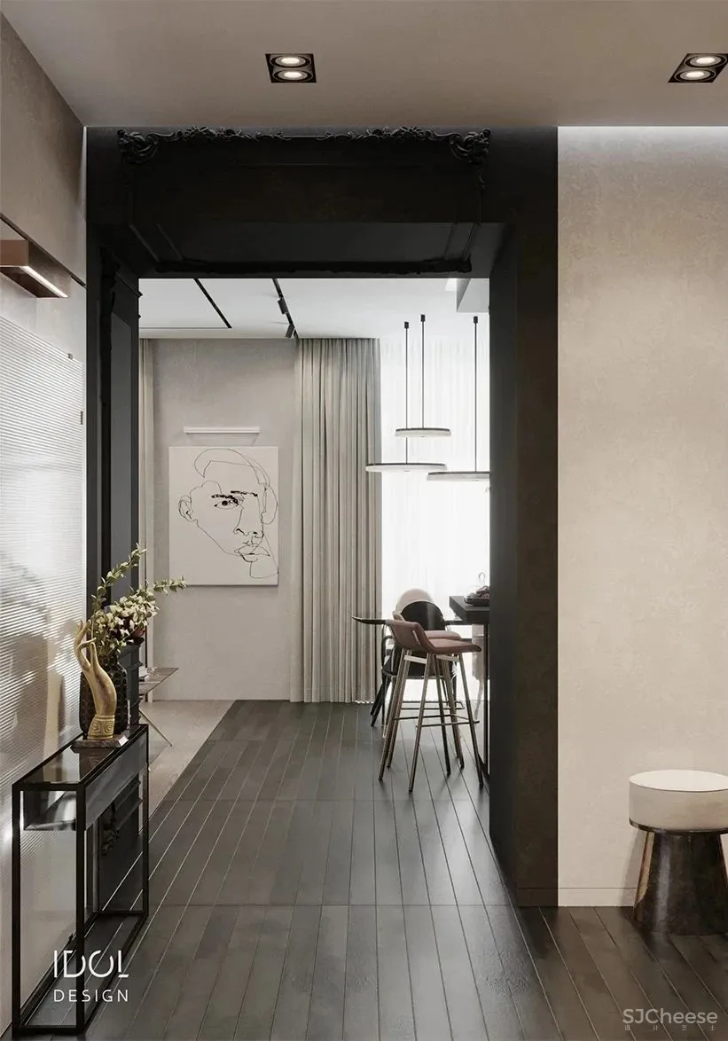 122m²轻奢私宅,红与黑,竞芳菲