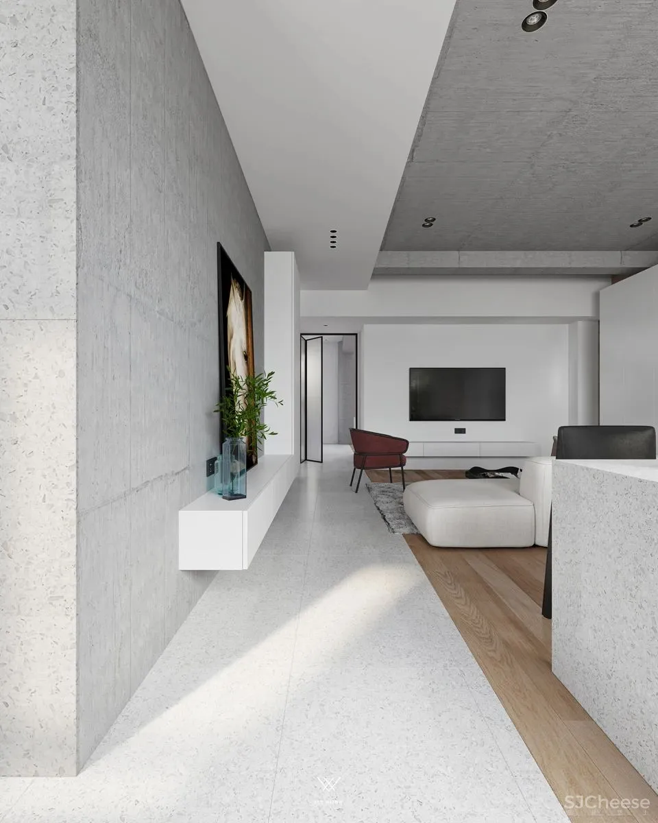 100㎡现代极简,两套相邻小公寓,合并装一起,打造慵懒的舒适