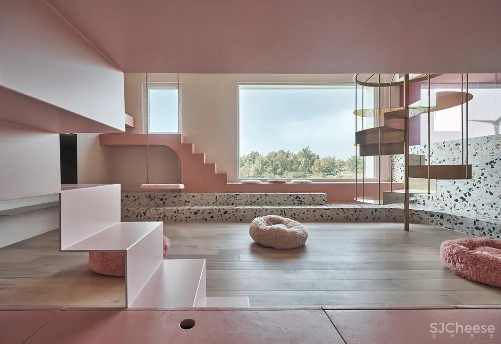 144㎡粉色小别墅,一人三猫的浪漫满屋 KC design