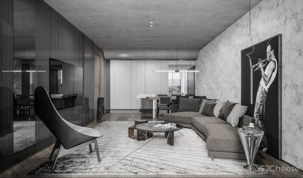 忱意设计:260㎡ 意式极简风叠墅,还原设计本真