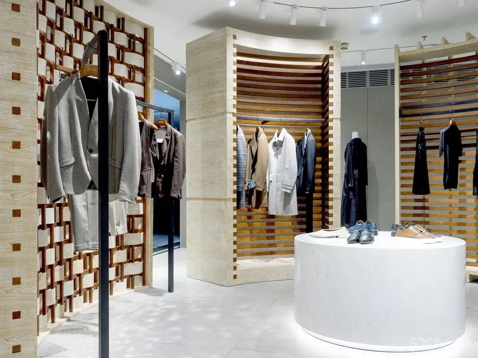 标志性的木材织物墙 HAN精品店设计 ARCHIEE