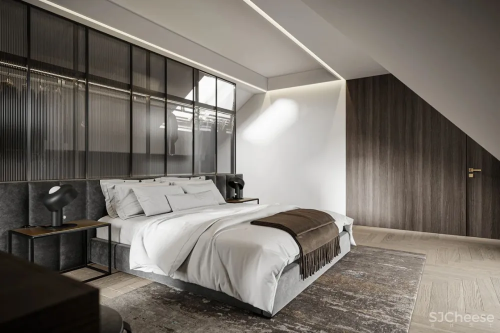 高级灰 黄铜，110㎡现代轻奢私宅