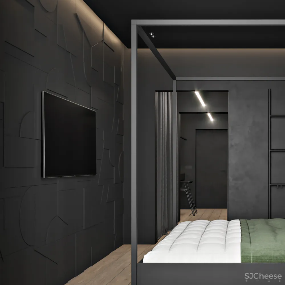 102㎡ 高级黑,墙面这么拼房间更显高
