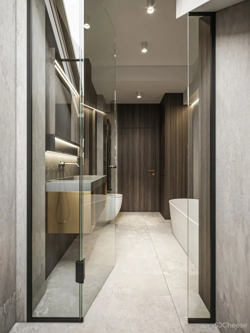 高级灰 黄铜，110㎡现代轻奢私宅