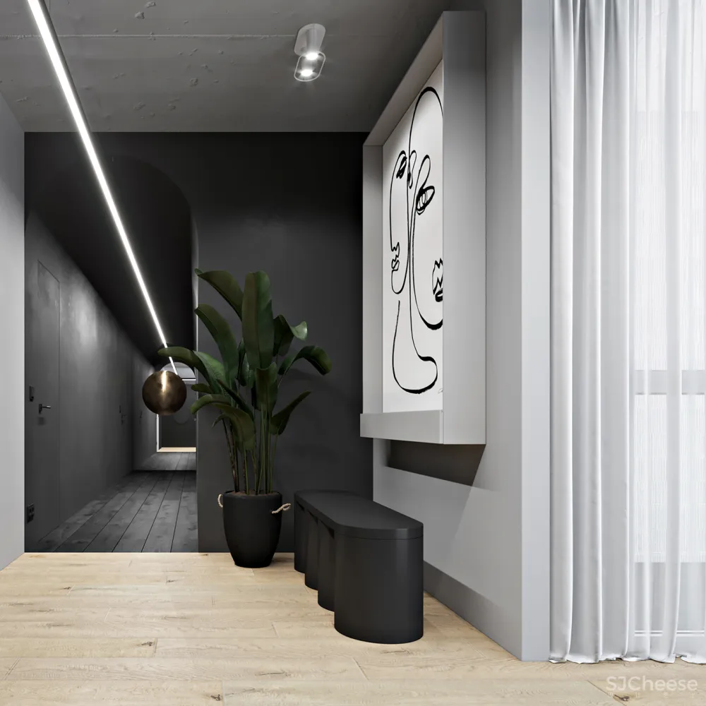 102㎡ 高级黑,墙面这么拼房间更显高