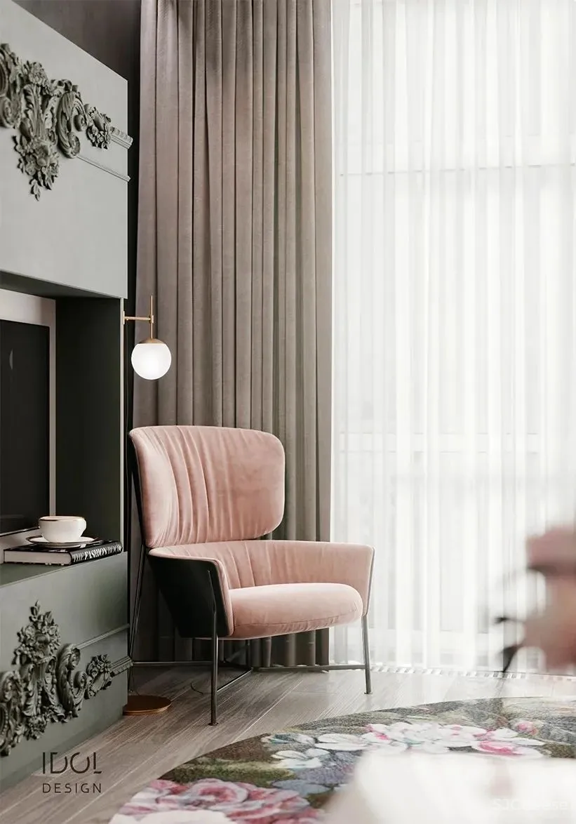 122m²轻奢私宅,红与黑,竞芳菲