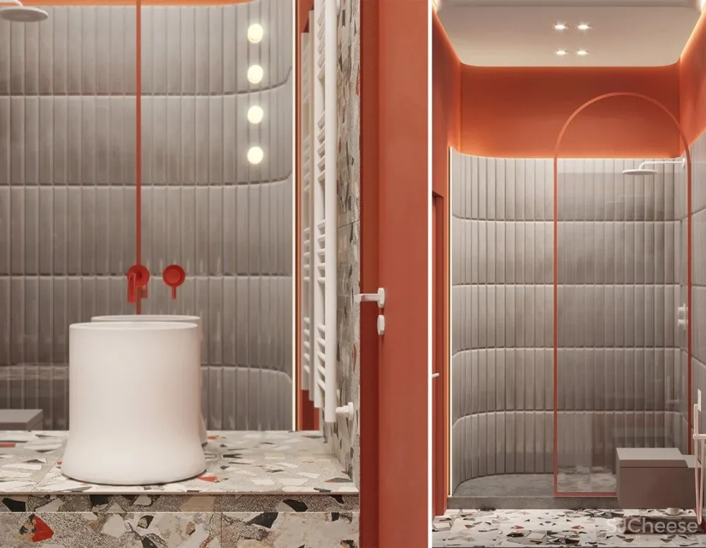 一室户小公寓,用色彩与材料搭配出时髦感!