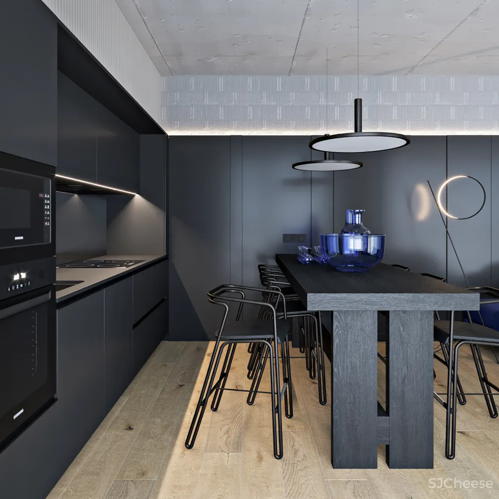 102㎡ 高级黑,墙面这么拼房间更显高