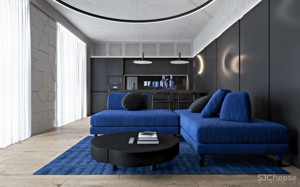 102㎡ 高级黑,墙面这么拼房间更显高