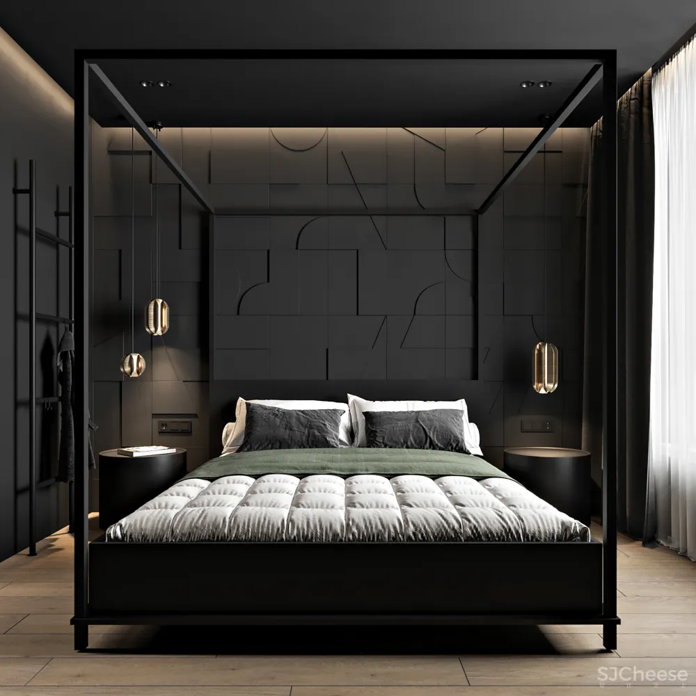 102㎡ 高级黑,墙面这么拼房间更显高