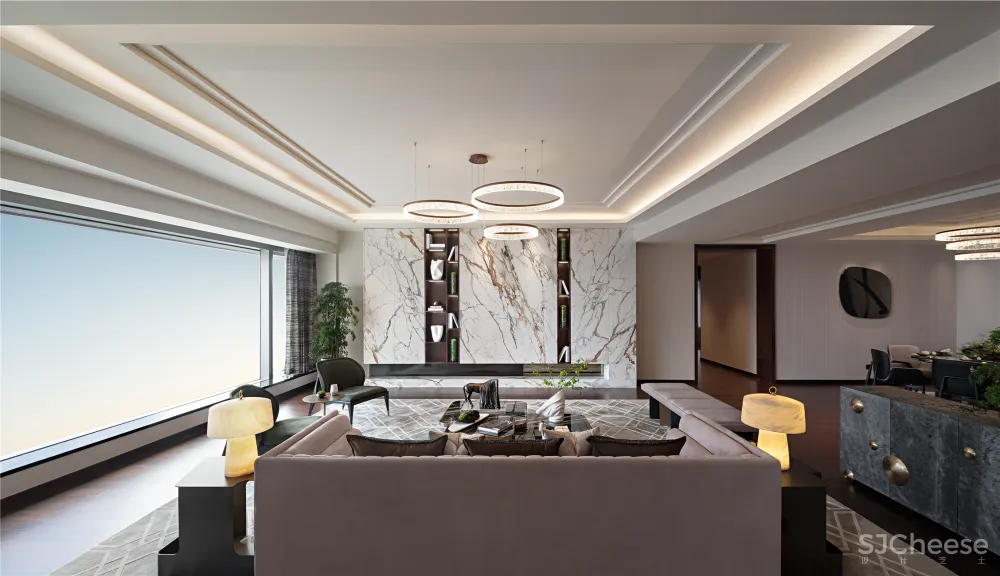 深圳中心·天元 383㎡ 平层公寓样板房,大尺度格局比别墅还大气