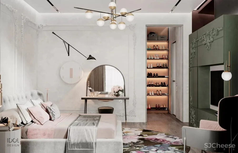 122m²轻奢私宅,红与黑,竞芳菲