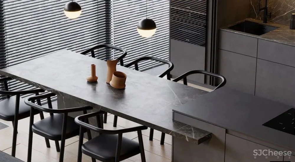 高级黑一室户,卧室用玻璃隔断,空间更通透