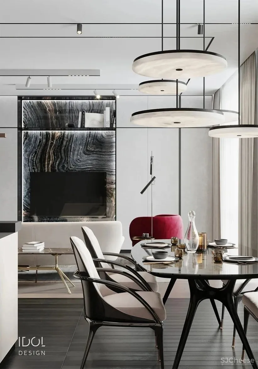 122m²轻奢私宅,红与黑,竞芳菲