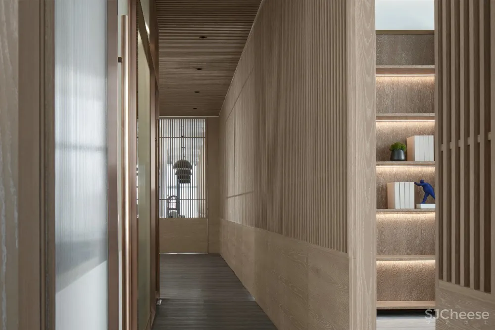 抽象与具象中和 西方的简练与东方的自然气质交织 除了自然元素与材料 空间没有过多的装饰